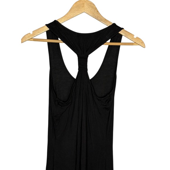 Calvin Klein Solid Black Jersey Racerback Tank Maxi Dress Size 4 Knotted Twist - Picture 5 of 7
